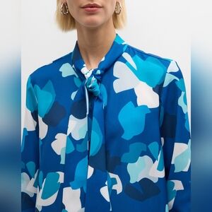 Emporio Armani Blue and Cream Patterned Blouse